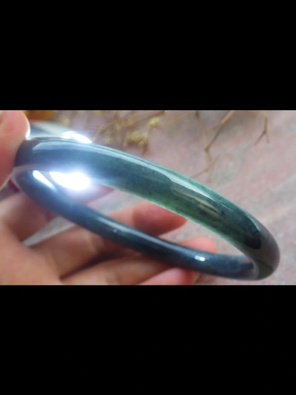 Dark green Gray Jade Bangle Bracelet jadeite certificate luck 70mm 8.5inches